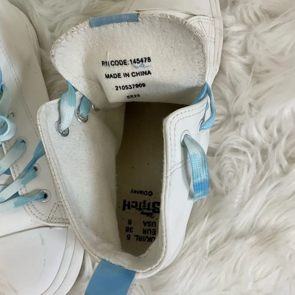 Disney Lilo & Stitch Girls White Blue Lace Up High Top Sneakers Size 6